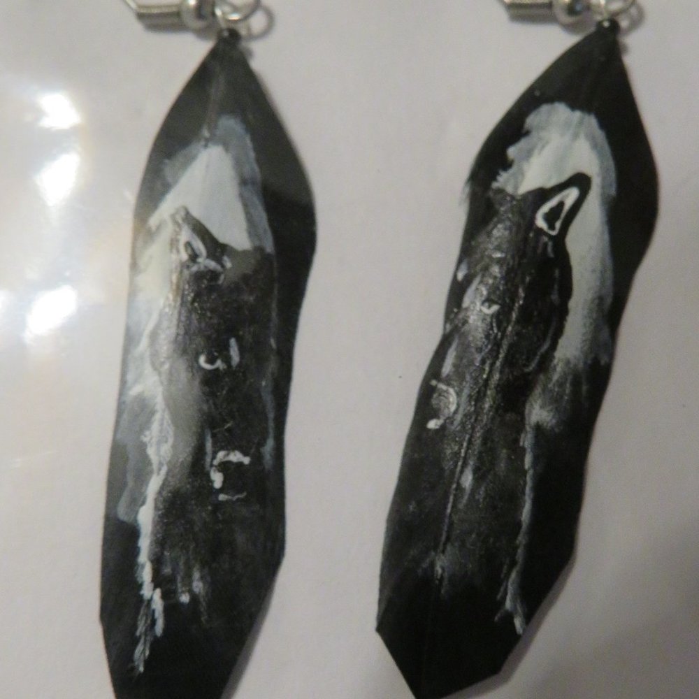 FEATHERED EARRINGS HAND PAINTED